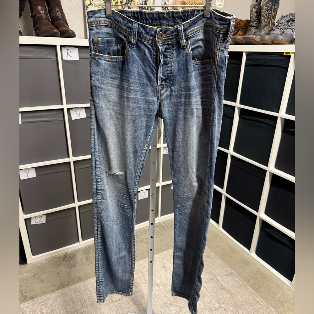 Buffalo David Bitton Evelon Evan Skinny Jeans with Medium Wash and Faded Details